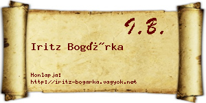 Iritz Bogárka névjegykártya